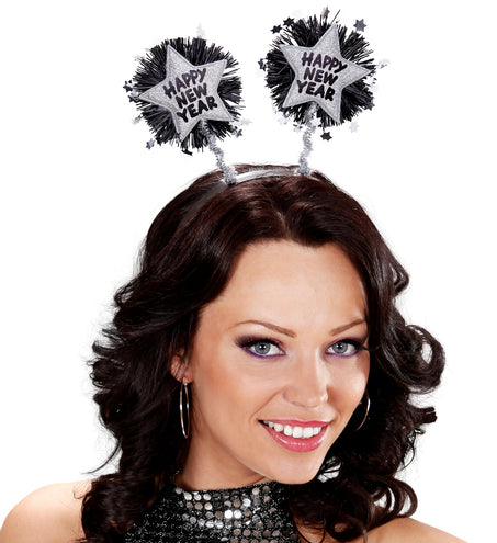 e-carnavalskleding-SYK Hoofdband Happy New Year zilver