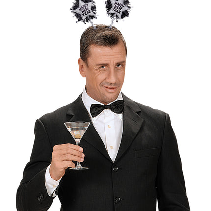 e-carnavalskleding-SYK Hoofdband Happy New Year zilver