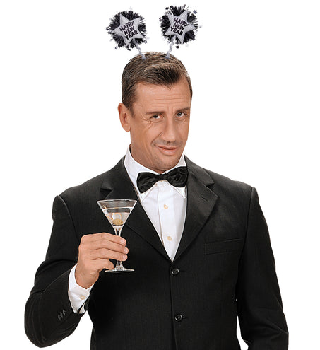 e-carnavalskleding-SYK Hoofdband Happy New Year zilver