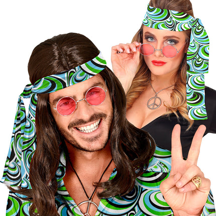 e-carnavalskleding-SYK Hoofdband hippie blauw groen