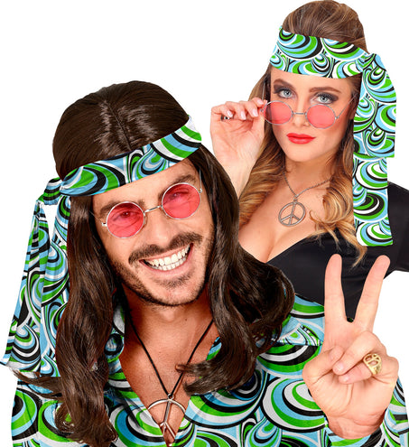 e-carnavalskleding-SYK Hoofdband hippie blauw groen