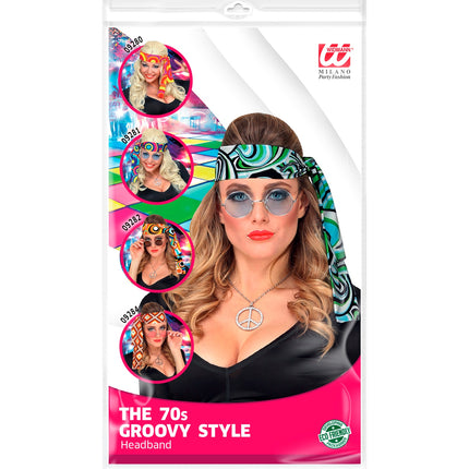 e-carnavalskleding-SYK Hoofdband hippie blauw groen
