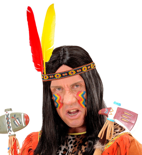 e-carnavalskleding-SYK Hoofdband indiaan met 2 veren