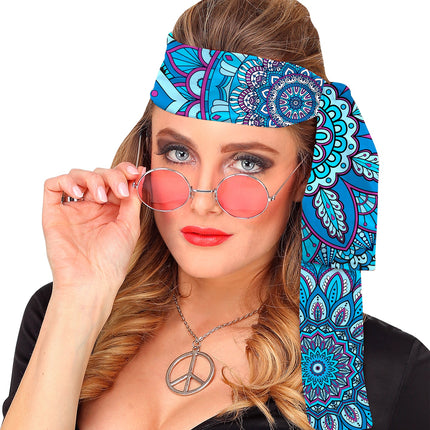 e-carnavalskleding-SYK Hoofdband jaren 70 mandala blauw