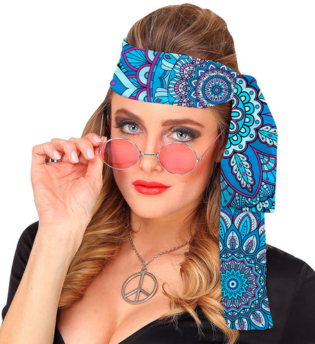 e-carnavalskleding-SYK Hoofdband jaren 70 mandala blauw