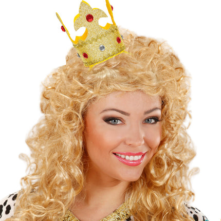 e-carnavalskleding-SYK Hoofdband met mini kroon goud