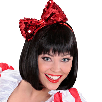 e-carnavalskleding-SYK hoofdband met paillettenstrik rood
