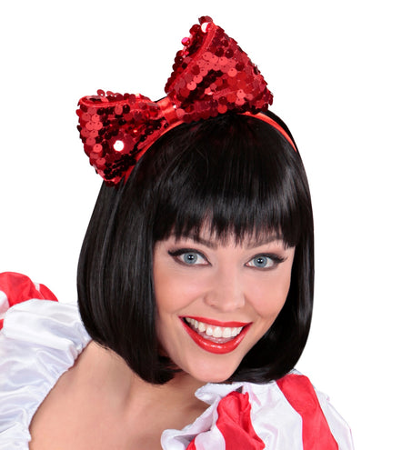 e-carnavalskleding-SYK hoofdband met paillettenstrik rood