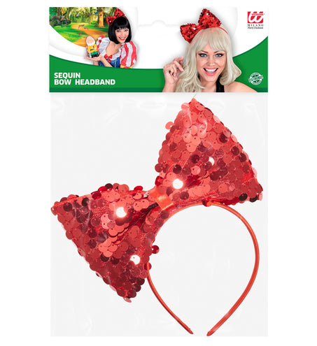 e-carnavalskleding-SYK hoofdband met paillettenstrik rood
