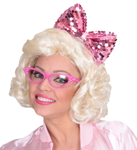 e-carnavalskleding-SYK hoofdband met paillettenstrik rose