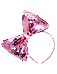 e-carnavalskleding-SYK hoofdband met paillettenstrik rose