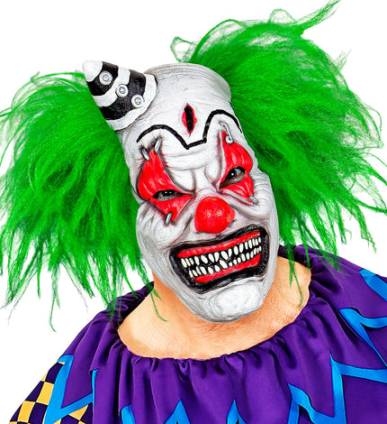 e-carnavalskleding-SYK Horror clownsmasker clown groen haar