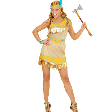 e-carnavalskleding-SYK Indiaan kostuum goud dames