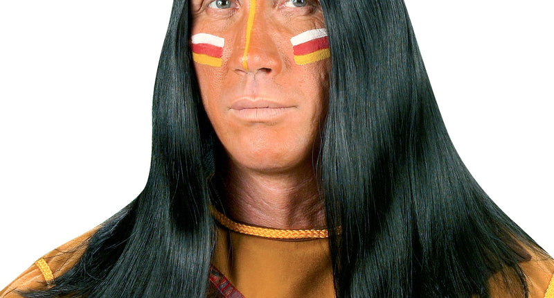 e-carnavalskleding-SYK Indianen pruik zwart man