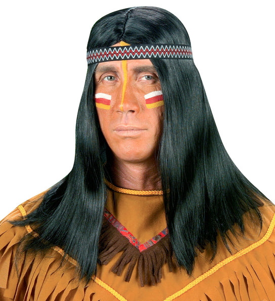 e-carnavalskleding-SYK Indianen pruik zwart man