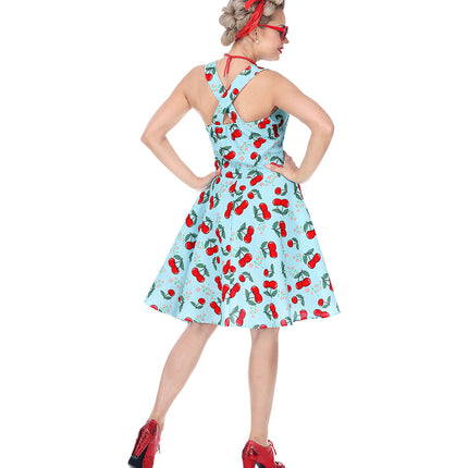 e-carnavalskleding-SYK Jaren 50 jurk Cherry licht blauw