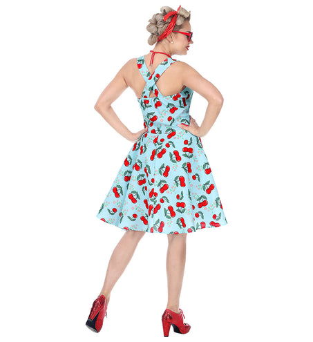 e-carnavalskleding-SYK Jaren 50 jurk Cherry licht blauw