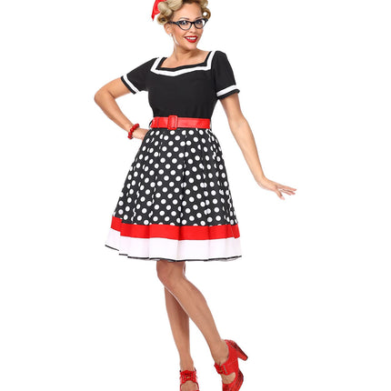 e-carnavalskleding-SYK Jaren 50 jurk Dolly blauw