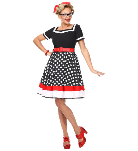 e-carnavalskleding-SYK Jaren 50 jurk Dolly blauw