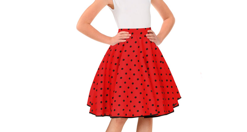 e-carnavalskleding-SYK Jaren 50 rok rood zwart Holly