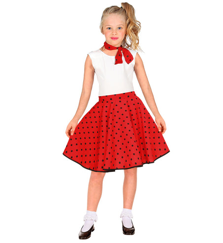 e-carnavalskleding-SYK Jaren 50 rok rood zwart Holly