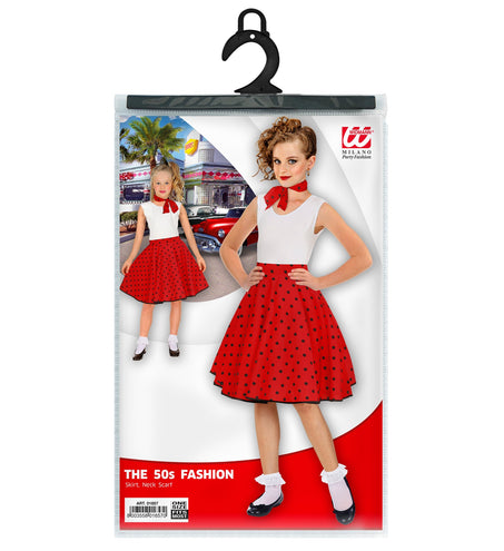 e-carnavalskleding-SYK Jaren 50 rok rood zwart Holly