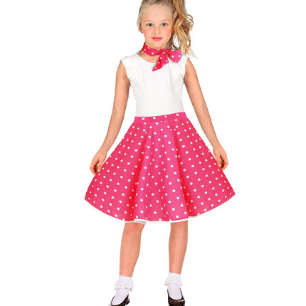 e-carnavalskleding-SYK Jaren 50 rok roze wit Holly