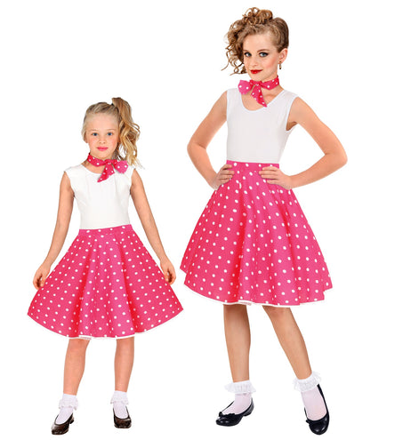 e-carnavalskleding-SYK Jaren 50 rok roze wit Holly