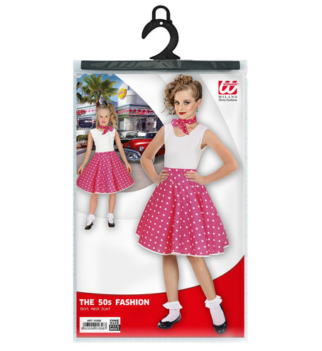 e-carnavalskleding-SYK Jaren 50 rok roze wit Holly