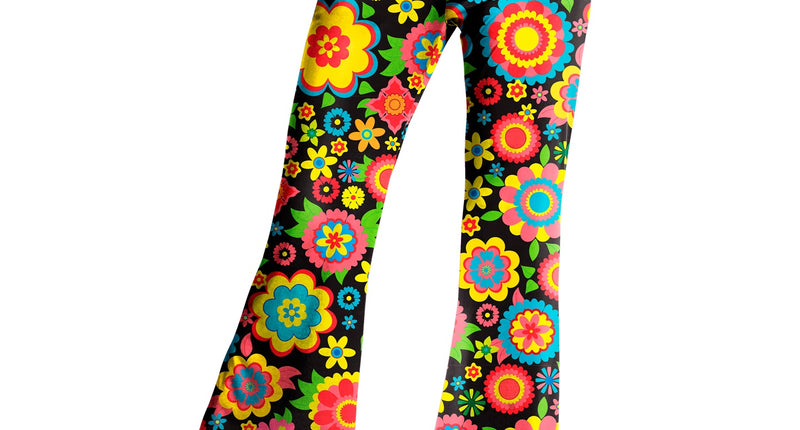 e-carnavalskleding-SYK Jaren 70 broek bloemenfeest dames