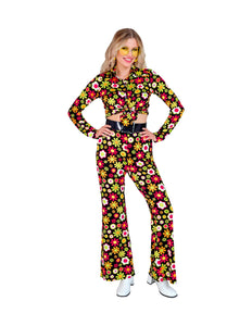 e-carnavalskleding-SYK Jaren 70 broek flowers dames