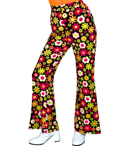 e-carnavalskleding-SYK Jaren 70 broek flowers dames
