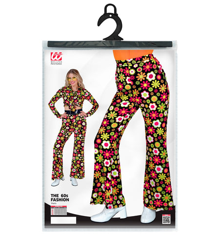 e-carnavalskleding-SYK Jaren 70 broek flowers dames