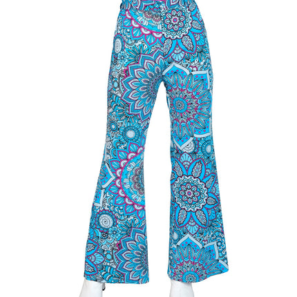 e-carnavalskleding-SYK Jaren 70 broek mandala blauw dames