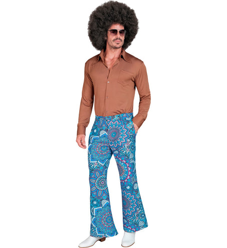 e-carnavalskleding-SYK Jaren 70 broek mandala blauw heren