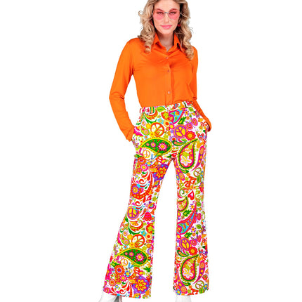 e-carnavalskleding-SYK Jaren 70 broek peace party dames