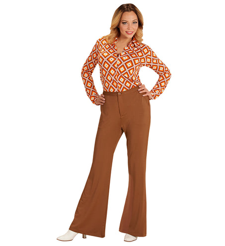 e-carnavalskleding-SYK Jaren 70 disco broek Groovy bruin