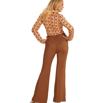 e-carnavalskleding-SYK Jaren 70 disco broek Groovy bruin