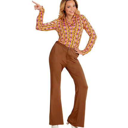 e-carnavalskleding-SYK Jaren 70 disco broek Groovy bruin