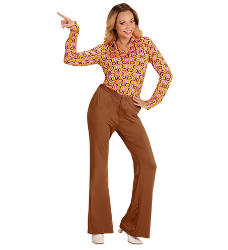 e-carnavalskleding-SYK Jaren 70 disco broek Groovy bruin