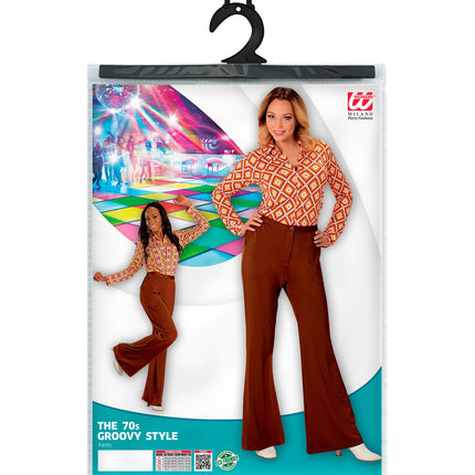 e-carnavalskleding-SYK Jaren 70 disco broek Groovy bruin