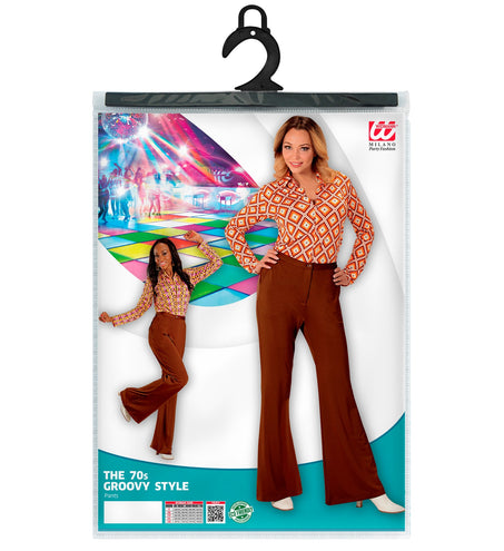 e-carnavalskleding-SYK Jaren 70 disco broek Groovy bruin