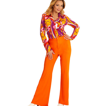 e-carnavalskleding-SYK Jaren 70 disco broek Groovy oranje