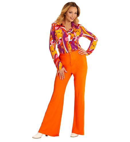 e-carnavalskleding-SYK Jaren 70 disco broek Groovy oranje