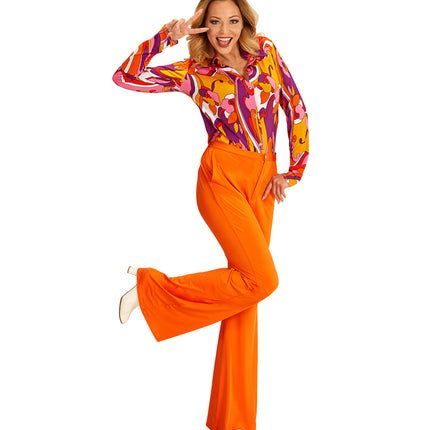 e-carnavalskleding-SYK Jaren 70 disco broek Groovy oranje