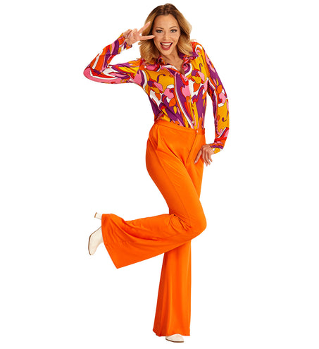 e-carnavalskleding-SYK Jaren 70 disco broek Groovy oranje
