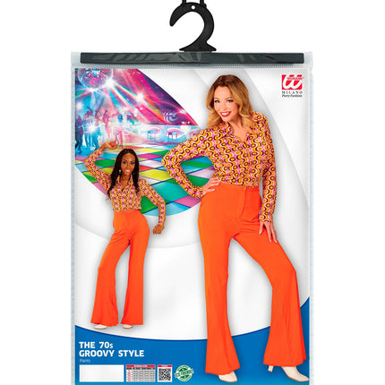 e-carnavalskleding-SYK Jaren 70 disco broek Groovy oranje
