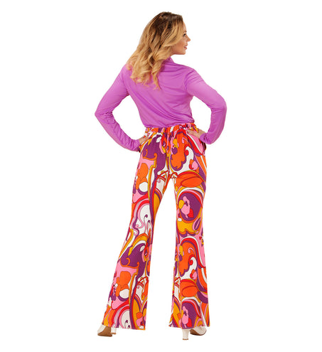 e-carnavalskleding-SYK Jaren 70 disco broek Groovy Orchidee