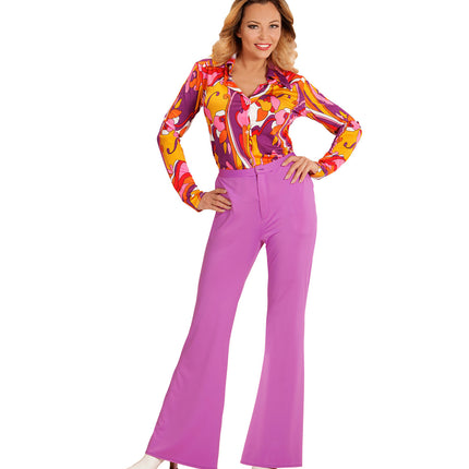 e-carnavalskleding-SYK Jaren 70 disco broek Groovy paars