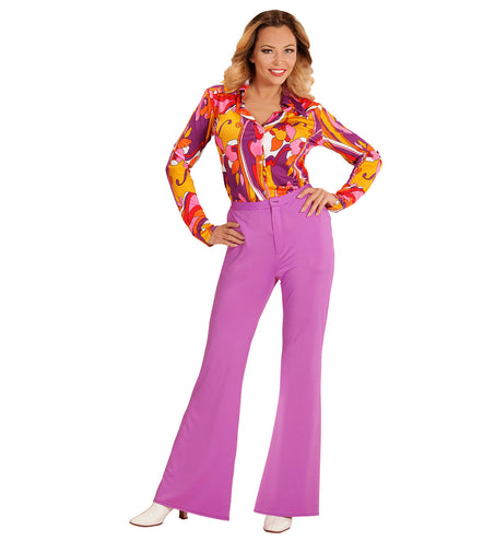 e-carnavalskleding-SYK Jaren 70 disco broek Groovy paars